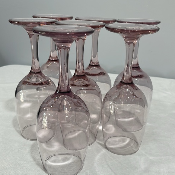 Libbey Premier Mauve pink plum wine water glasses 8 oz vintage 90s set of 7 - Picture 11 of 15